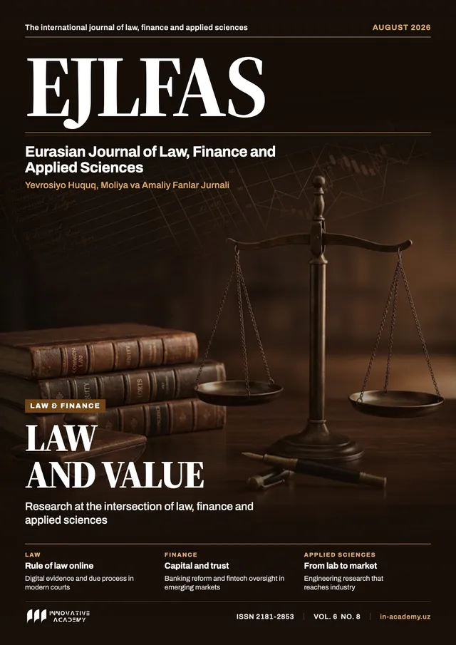 Eurasian Journal of Law, Finance and Applied Sciences muqovasi