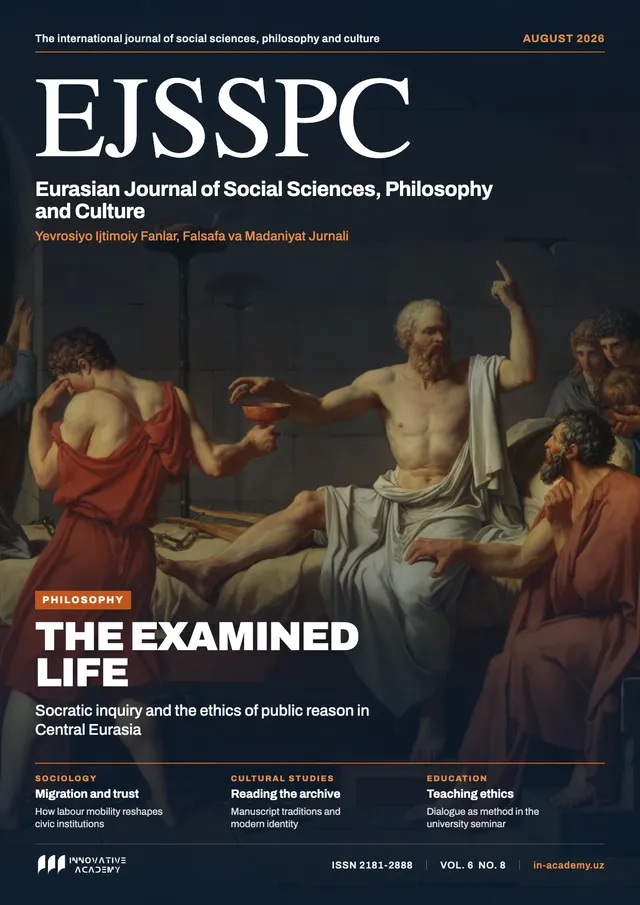 Eurasian Journal of Social Sciences, Philosophy and Culture muqovasi